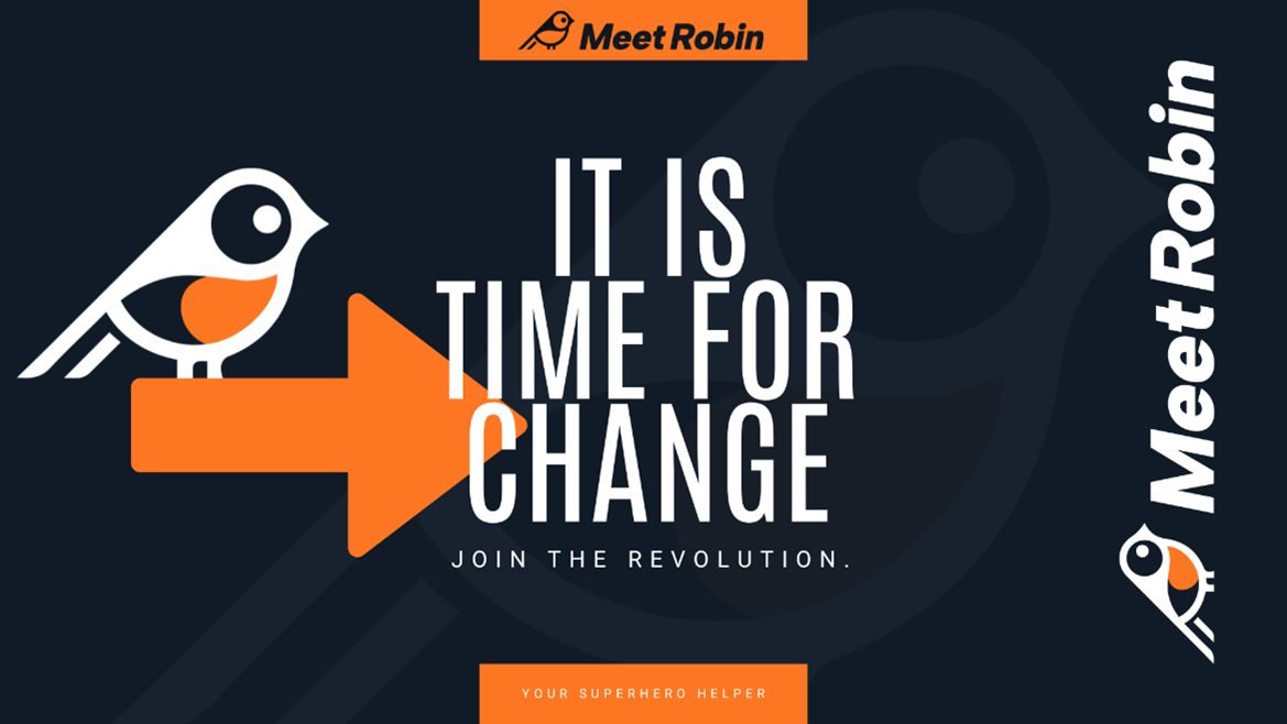 Slogan and logo of Meet Robin